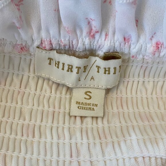 Thirty Thirty LA Skirt Mini Smocked Ruffles Pink Sz S Floral Dainty Coquette - Picture 3 of 8